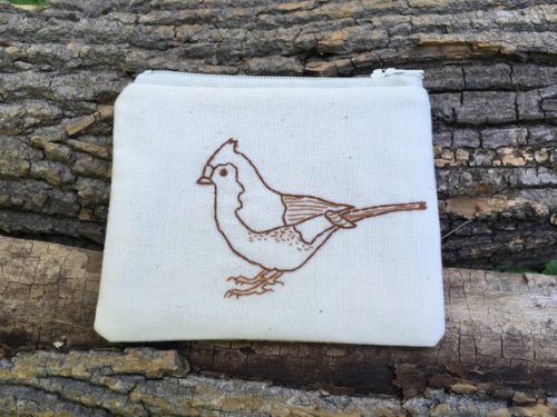 Chickadee Embroidery Pouch //TinyCabinCrafts
