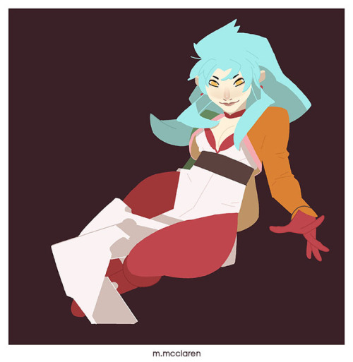 Ryoko belongs to Tenchi Muyo! . Artwork by Meredith McClaren[Description: An illustration of Ryoko f