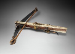 met-armsarmor: Large Crossbow (Ganze Rüstung) of Johann Georg, Baron von Rechenberg, Arms and Armor Gift of William H. Riggs, 1913 Metropolitan Museum of Art, New York, NYMedium: Steel, wood, wood veneer (snakewood), ivory (elephant), staghorn, horn,