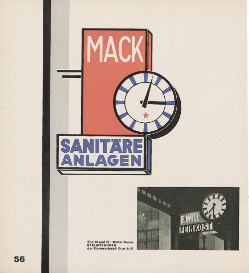 Walter Dexel, Reklameuhren, new clocks for out-of-home advertising &amp; Hans Leistikow&rsquo;s artw