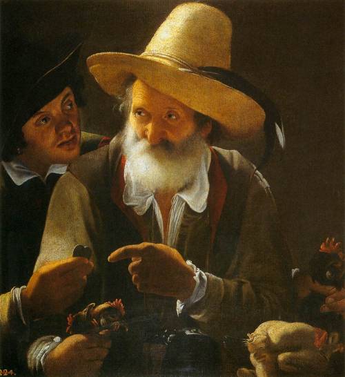 Carlo Saraceni, The Chicken Vendor. 1618, oil on canvas. Museo Nacional del Prado, Madrid. 