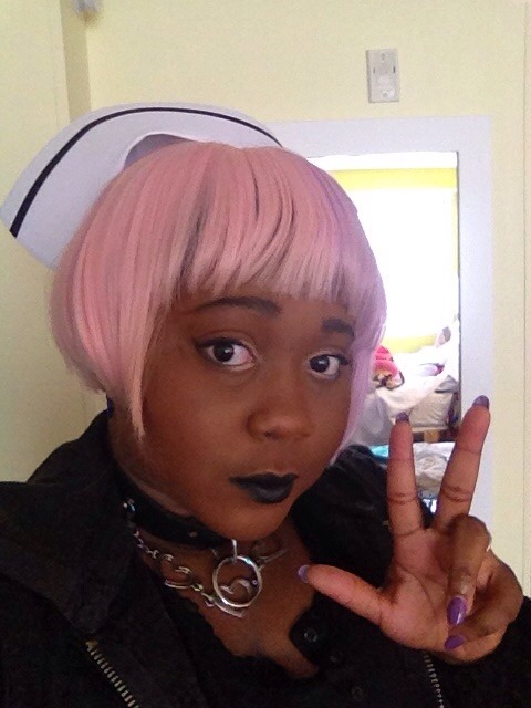 thebattyblackloli:  Day 1 of Otakon! Punk Nurse lolita! Skirt: Bunny and Black Jacket: