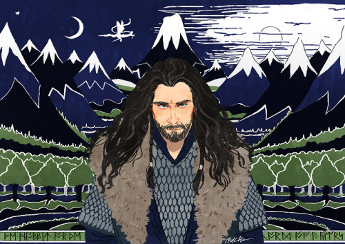 chennn000: King under the Lonely Mountain  (original background illustration by Tolkien as the 