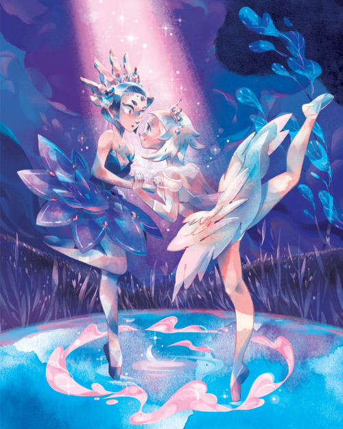 a piece I did for YBY Éditions’ artbook,  « Mythes et Légendes »! it’s Odette and Odile from Swan La