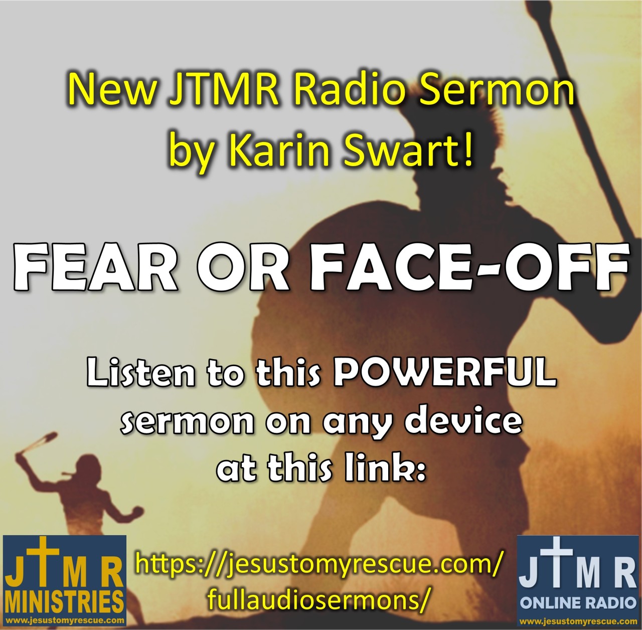 HI all. Here is the link to that powerful sermon of last night on JTMR Radio. Follow this link to listen on any device: https://jesustomyrescue.com/fullaudiosermons/
#fear #faceoff #fearorfaceoff #sermon #sermons #church #christian #onlinesermons...