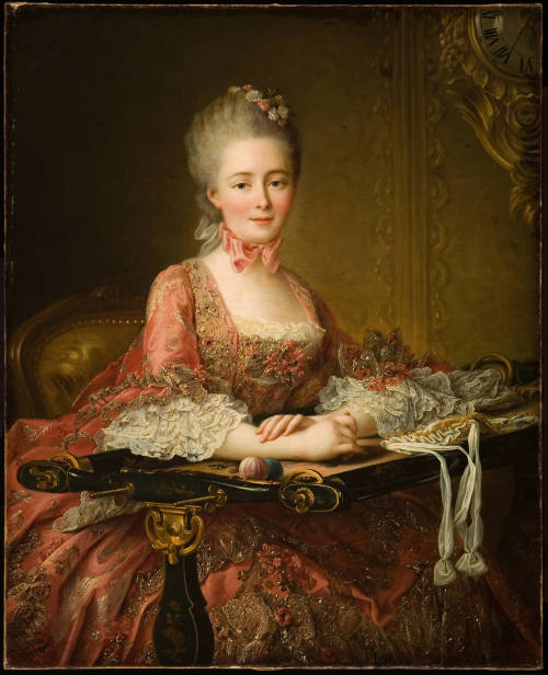 my18thcenturysource:On Wednesdays We Wear Pink:“Portrait de Marquise de Caumont La Force”, 1767, Fra