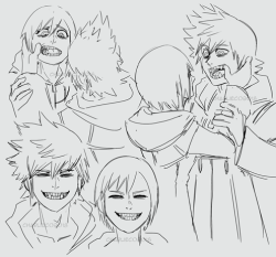 chachacharlieco:  Post-Nort RokuShi + Teeth(Edit: Yes they munch and nibble on cold treats to help ease the soreness on their gums. Sora nibbles more on sea salt popsicles than usual and it causes his heart to create sea salt ice creams for Roxas and