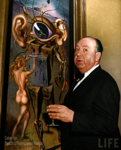 twostriptechnicolor:  Alfred Hitchcock and Salvador Dali’s Art Of Cinema (1944).(Original by Herbert Gehr, Life Magazine Archive)The Colorized Tag
