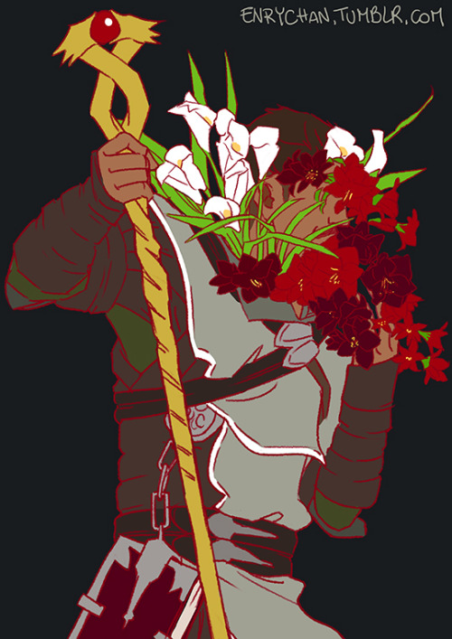 enrychan:hydrangea and gladiolus for persistence and strengthamaryllis and calla for pride and beaut