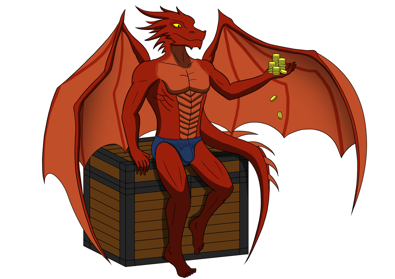 Cast your eyes upon Smaug in his youth, enjoying his newfound gold (and sense of