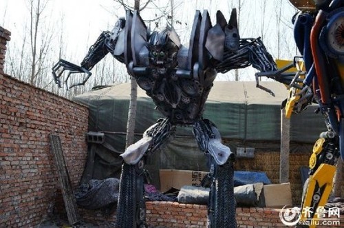 The workers at a junkyard in China decided to get creative by making giant Transformer statues from the scrap metal.