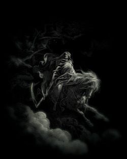 sakrogoat:  Paul Gustave Doré - Death on the Pale Horse Adam Chmielowski Antonio García Vega - La Parca Edouard Ravel de Malval - Death on a Pale Horse Dave Mckean Leonaert Bramer - Mors Triumphans William Turner - Death on a Pale Horse Zdzisław Beksiński