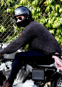 styzles-deactivated20151205:  Harry Styles cruises through Beverly Hills on his motorcycle. April 17, 2014 + 