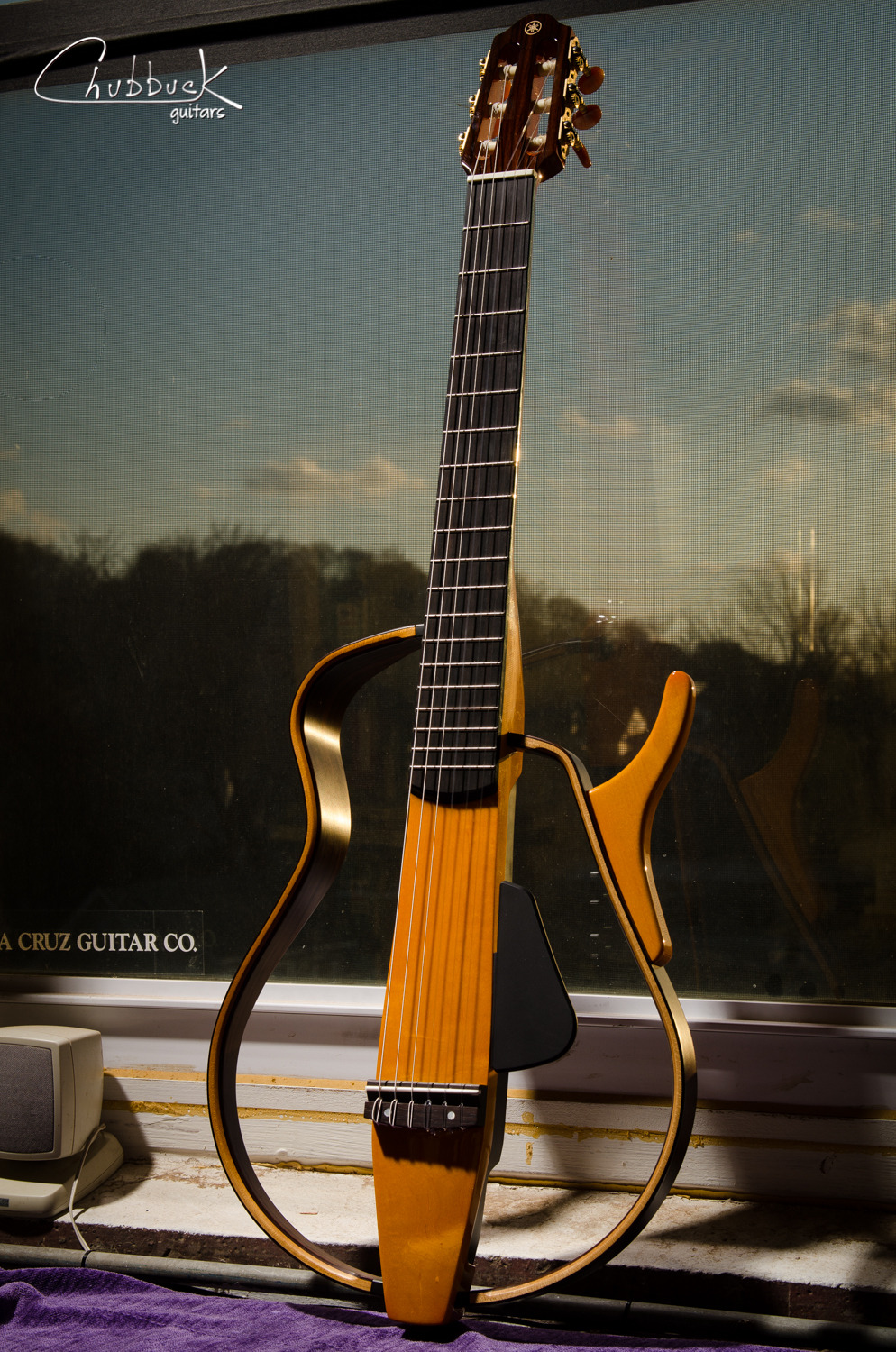 chubbuckguitars:  Yamaha SLG110NW Silent Guitar [4.6 lbs] :: fret level &amp;