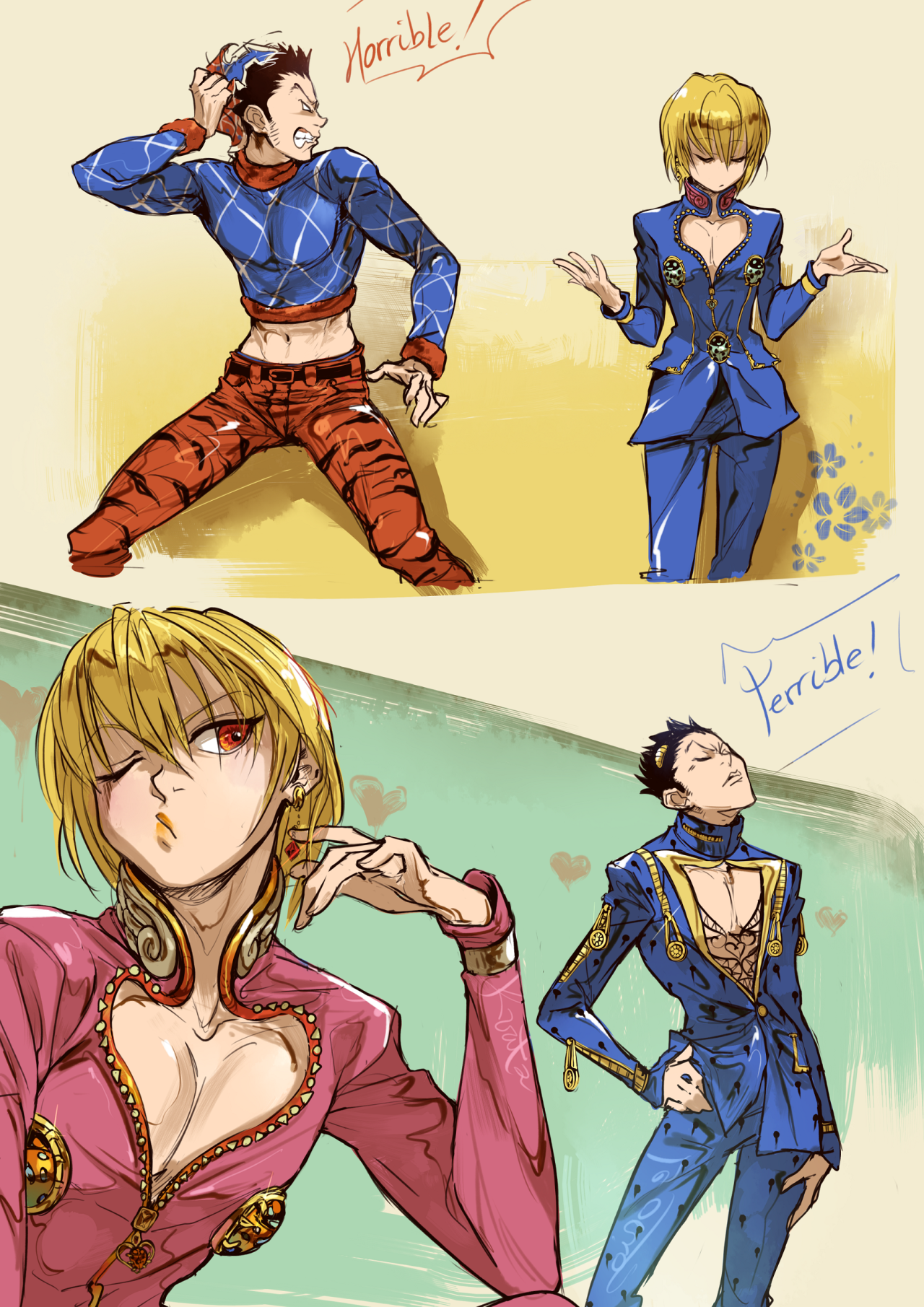 alderion-al:  Literalmente… una ensalada de JJBA x HxH 