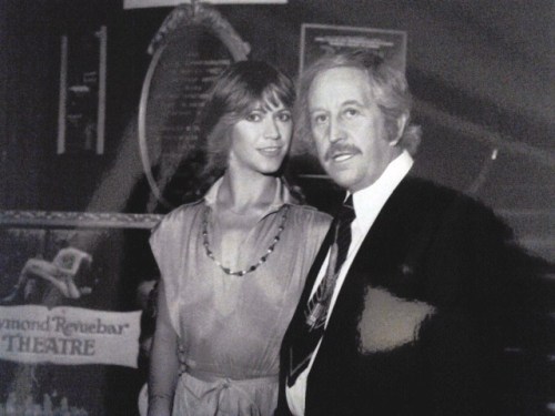 Marilyn with Paul Raymond at the Raymond Revuebar Theatre in London, 1979. Raymond, the Hugh Hefner 