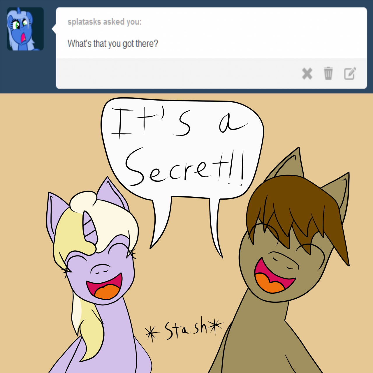 inquisitivecolt:  Dinks: It’s a special Present!IC: Yep, we worked real hard ta