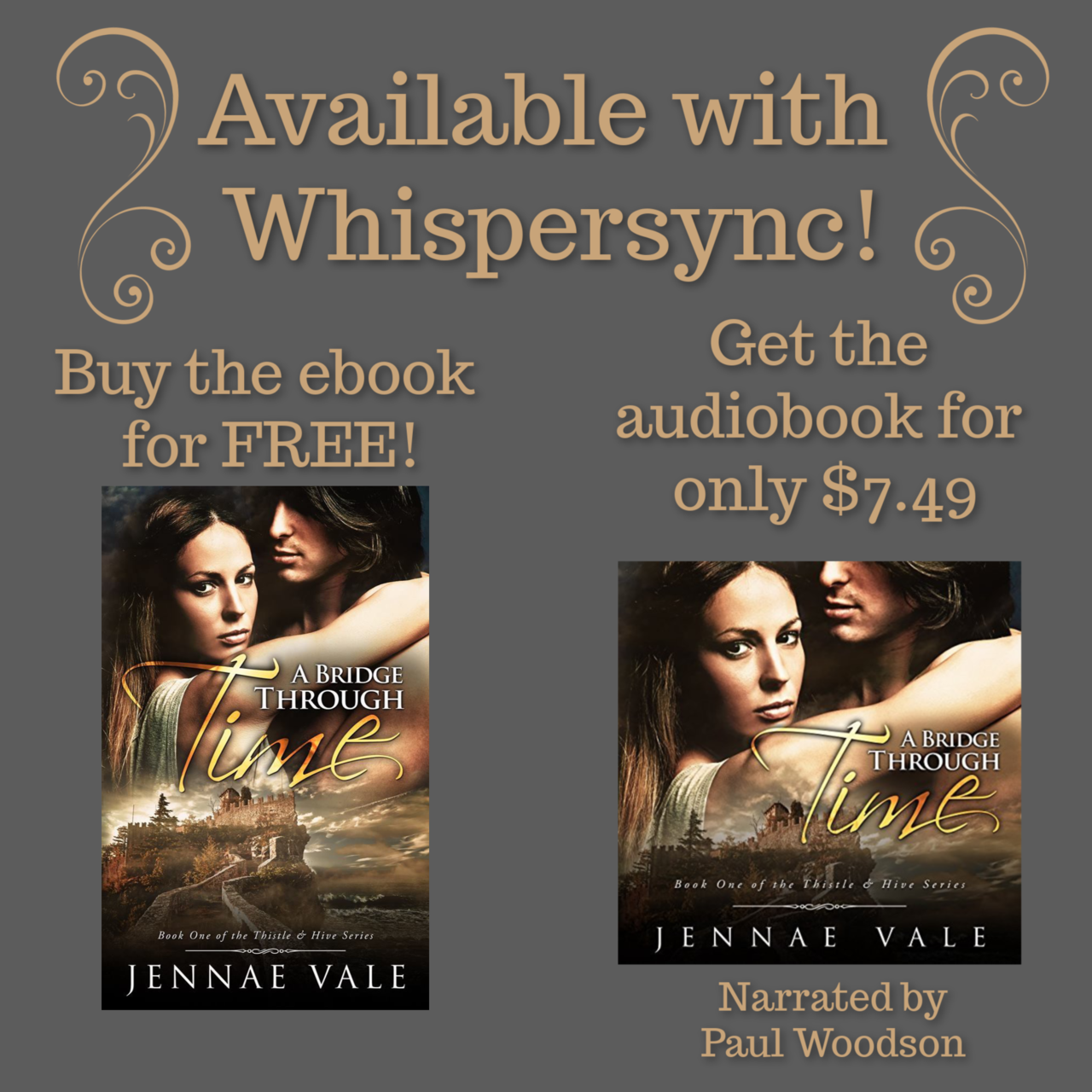 A BRIDGE THROUGH TIME (Thistle & Hive Series, bk 1) by #JennaeVale is FREE (ebooks) and available with Whispersync!! Grab the audiobook for only $7.49! Bonus… its narrated by the awesome Paul Woodson Narration!!
Kindle:...