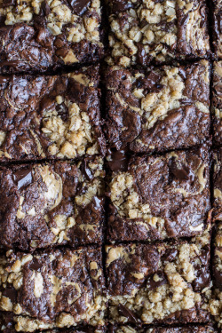 sweetoothgirl:  Oatmeal Chocolate Chunk Cookie Peanut Butter Swirled Brownies  uh&hellip;yum