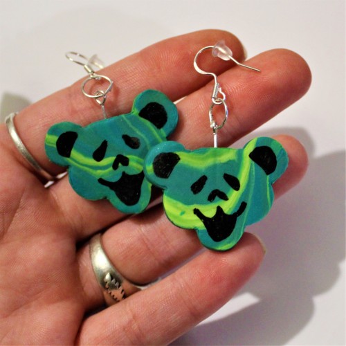 Sterling Silver handmade Grateful Dead Inspired Bear Earrings~Available at etsy.com/shop/TerrapinPer