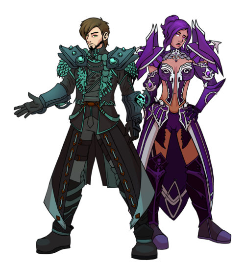 supersonicsoda: Guild Wars 2 Character Commissions I designed them so they could work separately or together. It took me longer than expected to finish because of all the detailed armor. 