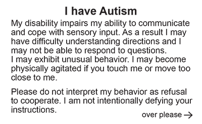 Autism Id Card Template