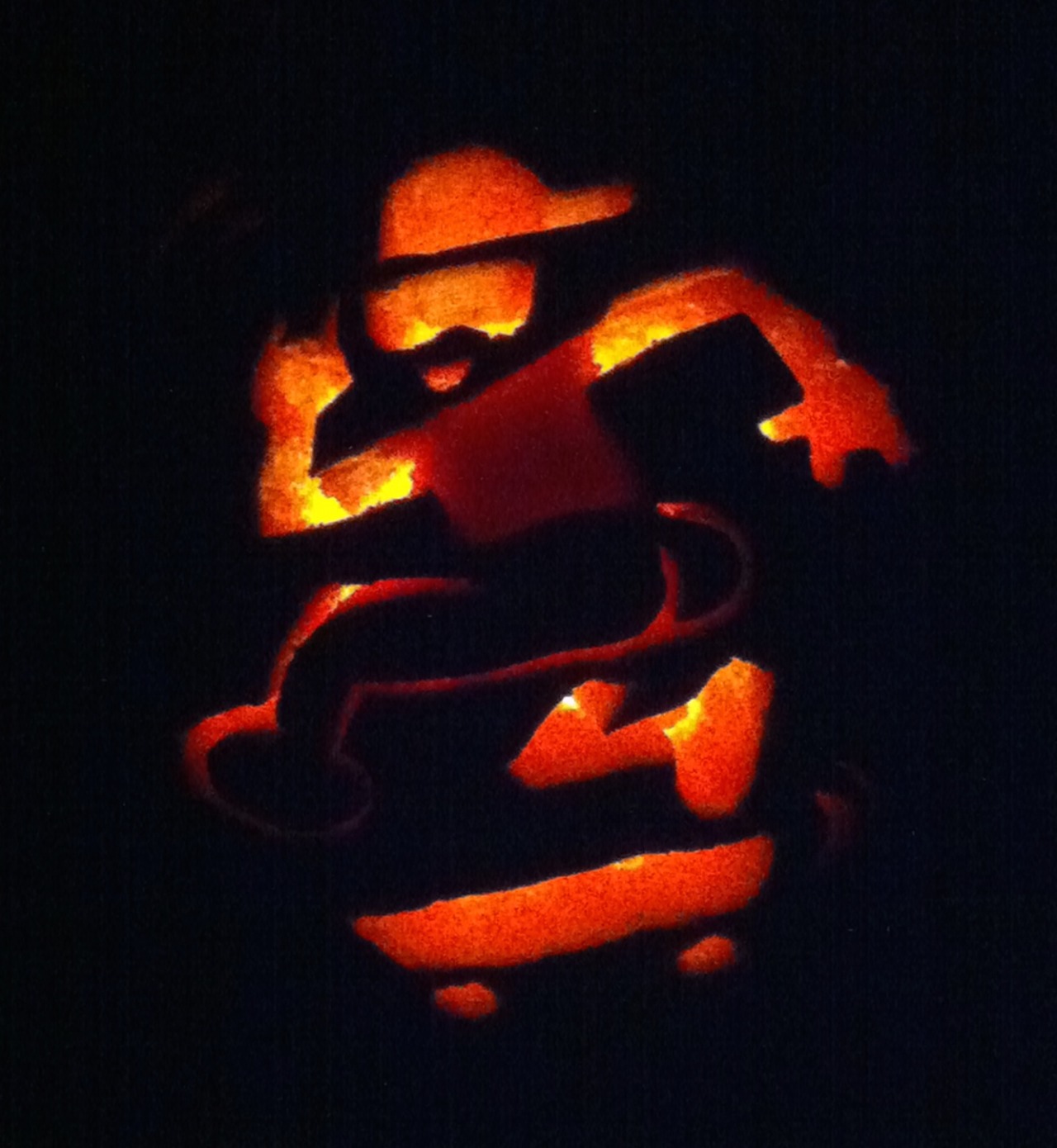 my jack-o-lantern for this year :o swell guy mcgee he wants u 2 stay in school, and