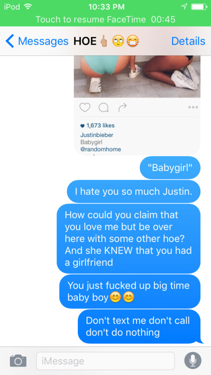 Requested: “Can you do a text/instagram imagine where you find out that Justin is cheating on you”