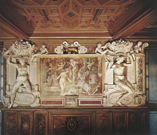 Galerie François I (The Gallery of Francis I) at the Palace of Fontainebleau frescoes by Rosso Fiore