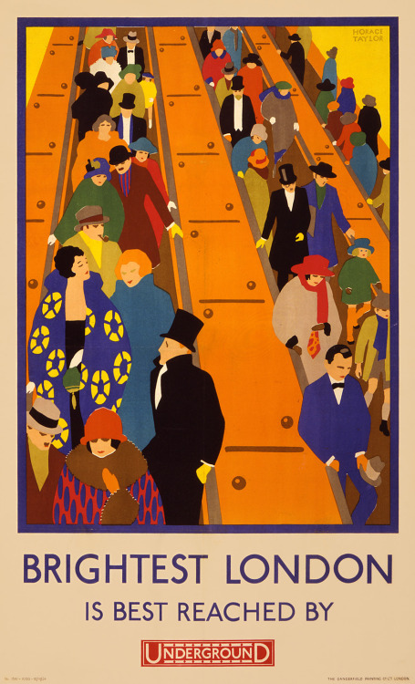 A poster from the Underground Electric Railway Company in 1924. This particularly colourful poster i