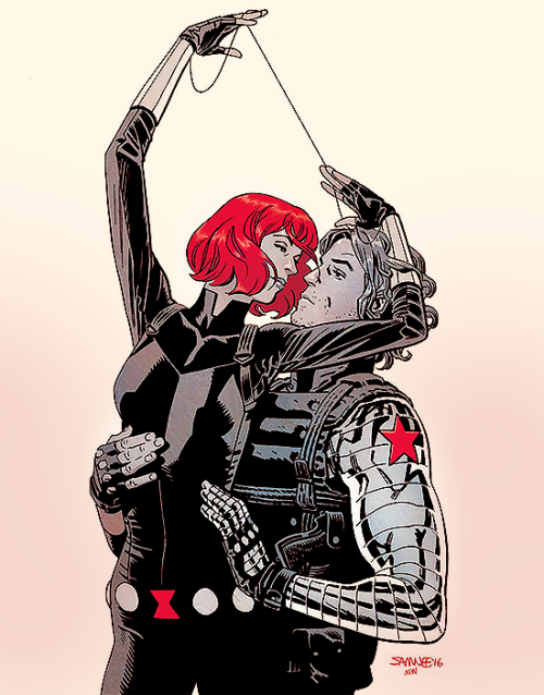 cptsteven:Chris Samnee: Bucky & NatThe first image was purely black and white so I tried my best