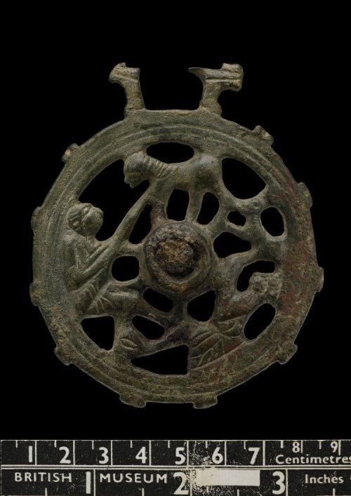 artofthedarkages:Two pieces of a horse bridle (near the horse’s mouth) with an openwork design