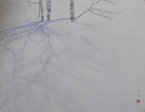 iamjapanese:NOJI Mikiko（野地美樹子 Japanese, b.1978）Shadow spelling  2009   mineral pigment on Japanese p