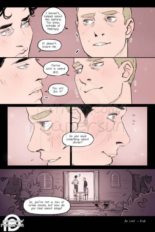 Support Au Lait on Patreon -> patreon.com/reapersun<Page 23 - Page 24 (end) - next chapter>I’ll post some more of my coffee shop AU in a week or so :) Hope you guys enjoyed this one!