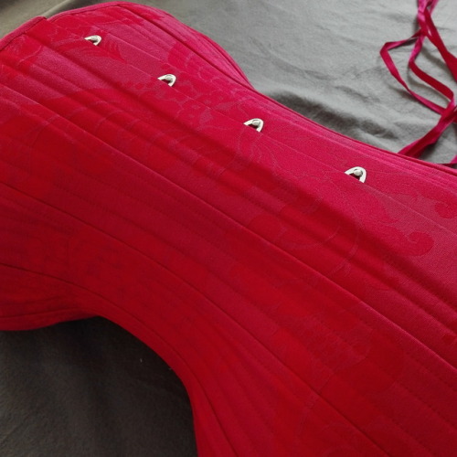 unartig-shop:a quick snapshot of the red jacquard underbust corset I was asked to make for my male