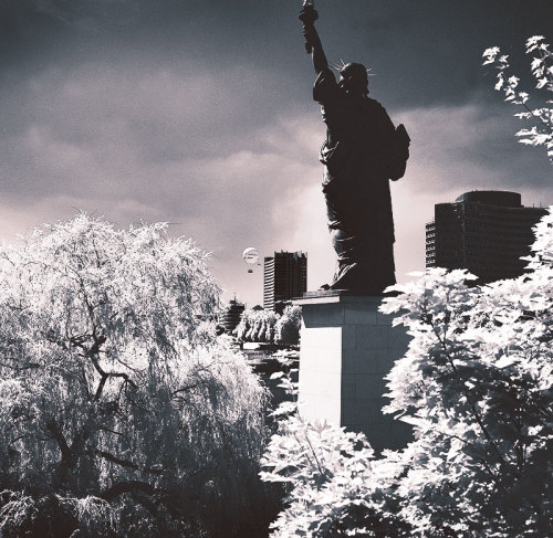 The statue of liberty, Paris FranceInfrared film, Rolleiflex scan