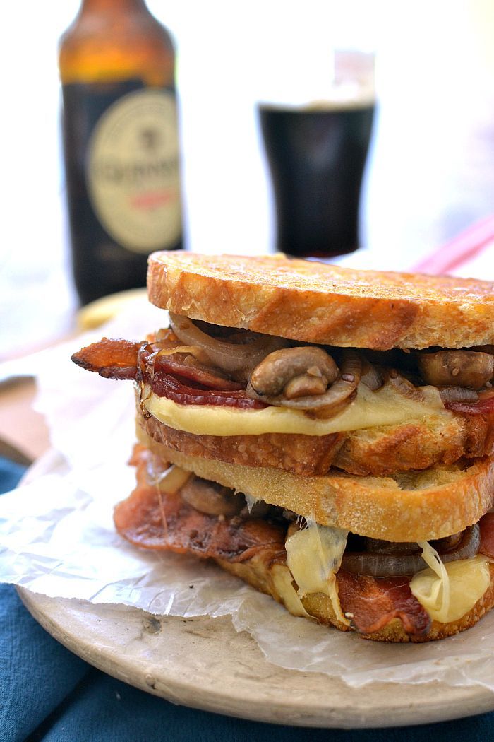 knottytattooedkitten:  bethinthekitchen:  Mushroom bacon stout grilled cheese  @saunter-vaguely-downwards