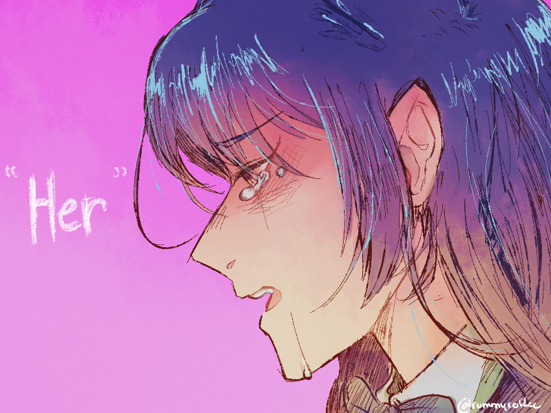 rummycoffee:  Her blue eyes shine in the darkests of nights  Drew this while hearing