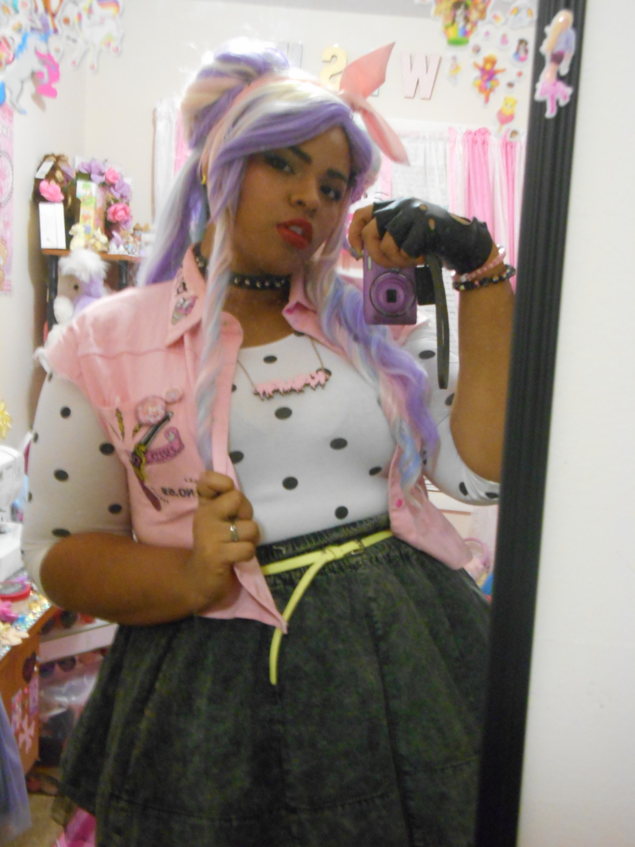 kitsunefantasy:  I was a cute pastel punk babe yesterday~ Went and saw a late movie