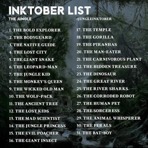 Wow, what a response to last year’s Inktober lists, with 77,337 notes just here on t