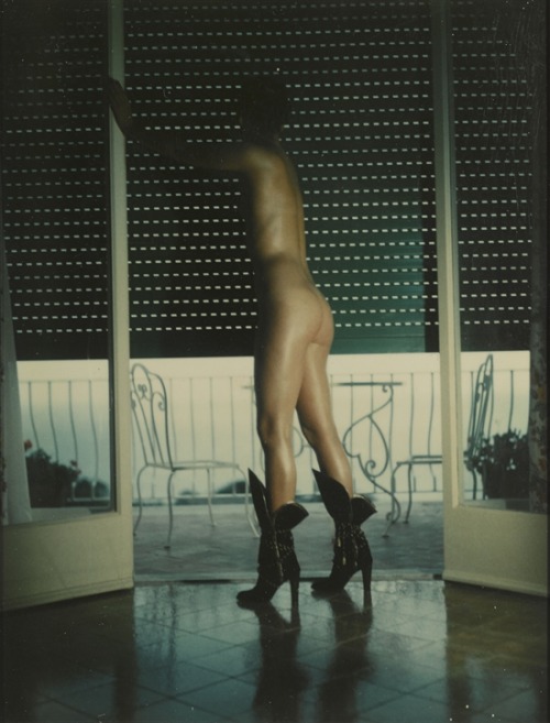 Helmut Newton | Yves St Laurent’s boots on beautiful Lassara’s legs, for Vogue Italia, Capri, 1977 P