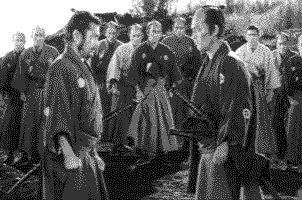 headlesssamurai:  ninja-weapons: This gif is outrageous  ■ The so-called “blood explosion” which punctuates the conclusion of Akira Kurosawa’s 1962 movie Sanjuro remains one of the most memorable and influential special effects in film history.Production