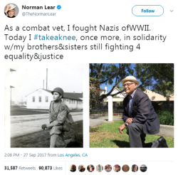 thetrippytrip: That’s just great! Very clear message: American heroes were fighting Nazis (racists) in World War II. Now Norman condemns the unjust actions of police who kill unarmed black people. It’s hard to deny the existence of racial profiling