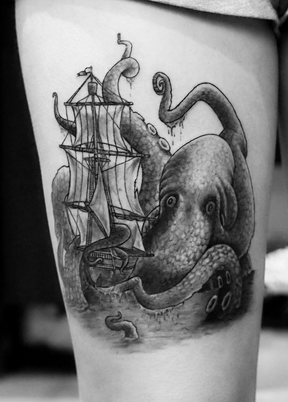 Kraken Ship Tattoo