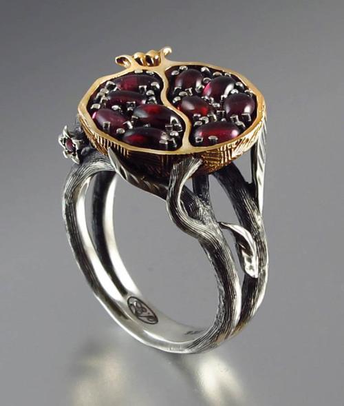 everything-that-sweetheart: “Pomegranate” Garnet, Bronze and Silver Ring by Sergey Zhiboedov