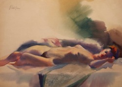 naplesknight:  Image from http://edwardreep.com/includes/images/full/30s_1024/large-1930s-late-untitled-nude-I-early-art-school-work-at-Art-Center-School-of-Design-watercolor-16x22-art-school-industrial-scene-is-on-reverse.jpg.  😎 