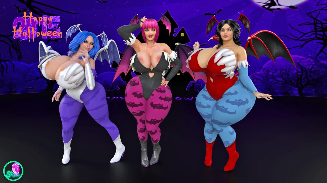 Happy Halloween from Lola Zana n Bessie o3o They Look great in the Morrigan outfit.