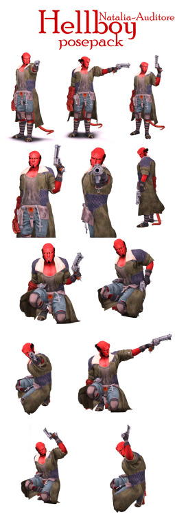 HELLBOY SET: HORNS, 4 HANDS, GUN, COAT, 2 OUTFITS, 2 TAILS AND HAIRHELLBOY POSEPACK: 10 POSESEARLIER