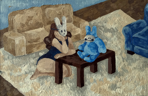 bunnygirl painting series (acrylic paint over plywood)• • •série de pinturas da coelhinha (tinta acr