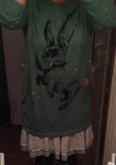 I bought a dorky jumper yesterday!! What a funny image of a bunny ahhahha